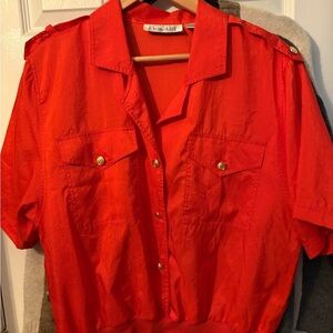 Red‎ Button-Up Blouse